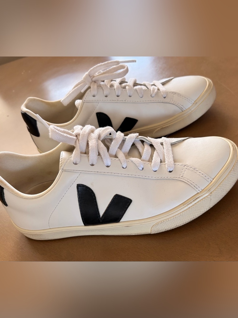 Veja White Canvas Sneakers with Black Logo Tag